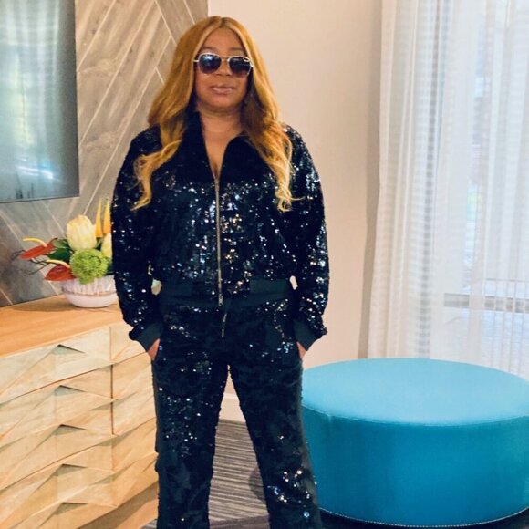 Ladies Black Sequin Dressy Track Suit Set -
(Small) - ONE REMAINING - Picture 1 of 6